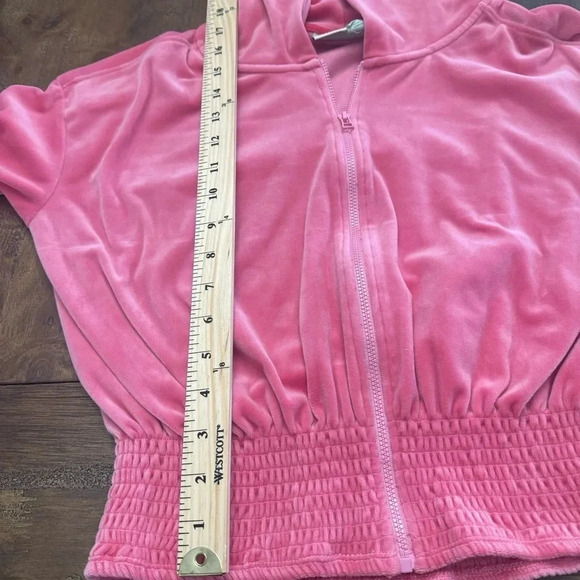 EUC Anthropologie Saturday Sunday Barbie pink velour zip-up hoodie. Small. - Picture 10 of 11